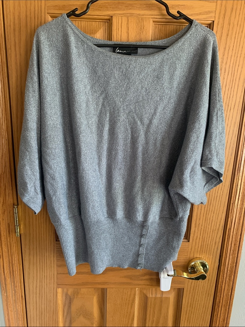 Lane Bryant Silver Shimmer Knit Top